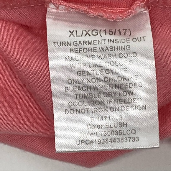 Disney Mickey Mouse Juniors XL/15-17 Chalk Print Tee Shirt Pink Short Sleeve Fun - Picture 7 of 7